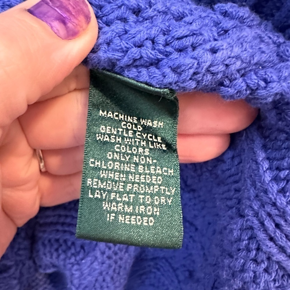 Ralph Lauren Crewneck Pullover Fisherman’s Blue Sweater Plus Size 1X - Picture 3 of 5